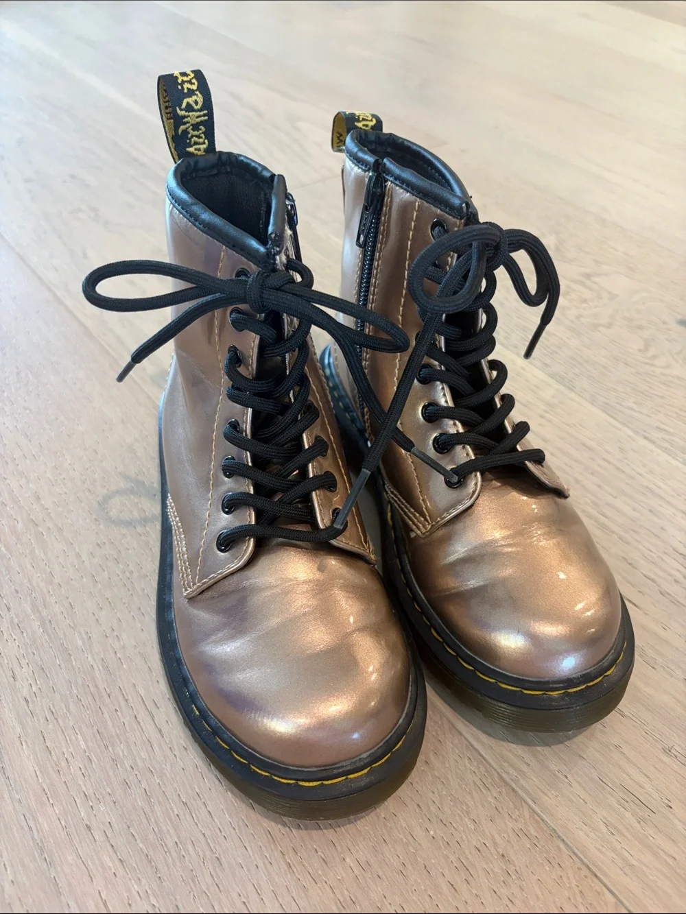 Dr. Marten Metallic Bronze Lace-Up Combat Boots - Girls size 13